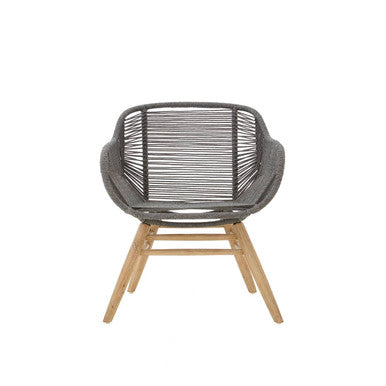 Grey Rope Armchair with Light Wood Legs