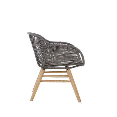 Grey Rope Armchair with Light Wood Legs