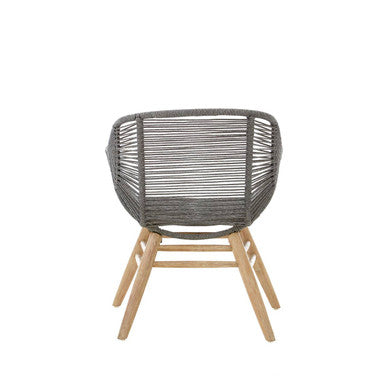 Grey Rope Armchair with Light Wood Legs