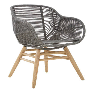 Grey Rope Armchair with Light Wood Legs