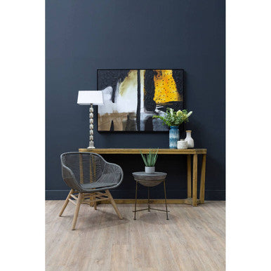 Grey Rope Armchair with Light Wood Legs