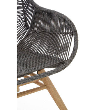 Grey Rope Armchair with Light Wood Legs