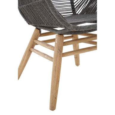 Grey Rope Armchair with Light Wood Legs