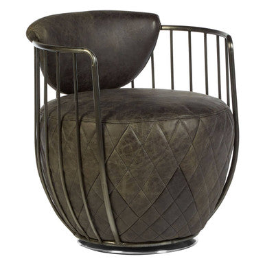 Dark Grey Leather Swivel Chair