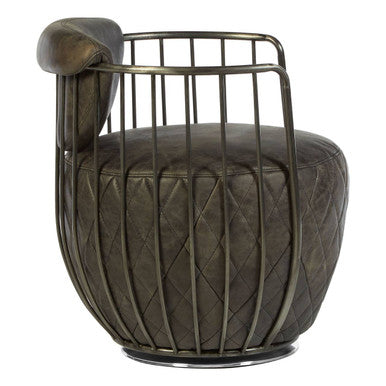 Dark Grey Leather Swivel Chair