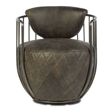 Dark Grey Leather Swivel Chair