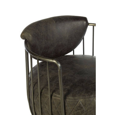 Dark Grey Leather Swivel Chair