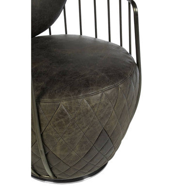 Dark Grey Leather Swivel Chair