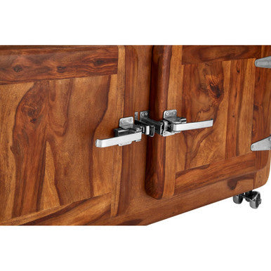 Wood Low Sideboard with Chrome Handles