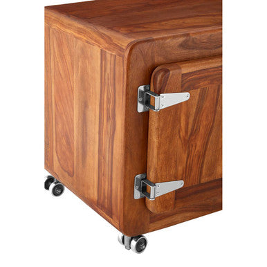 Wood Low Sideboard with Chrome Handles
