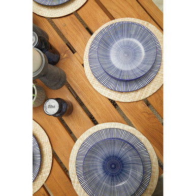 Brown Slatted Teak Wood Dining Table with Nickel Hairpin Legs