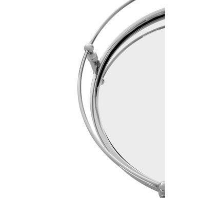 Round Mirrored Glass Top Side Table with Silver Metal Frame