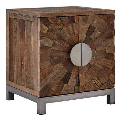 Small 2 Door Cabinet in Silver and Brown