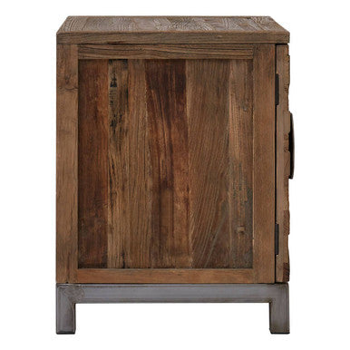 Small 2 Door Cabinet in Silver and Brown