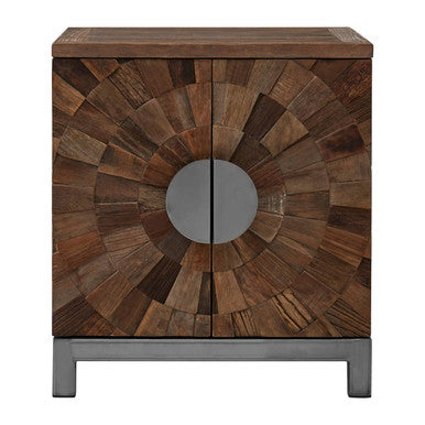 Small 2 Door Cabinet in Silver and Brown