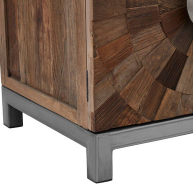 Small 2 Door Cabinet in Silver and Brown