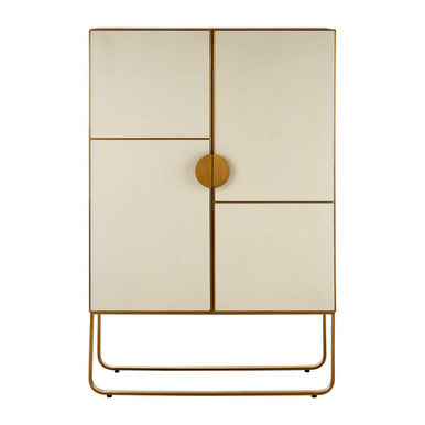 Oak Wood and Brushed Gold Cabinet