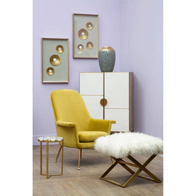 Oak Wood and Brushed Gold Cabinet