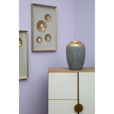 Oak Wood and Brushed Gold Cabinet