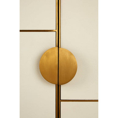Oak Wood and Brushed Gold Cabinet