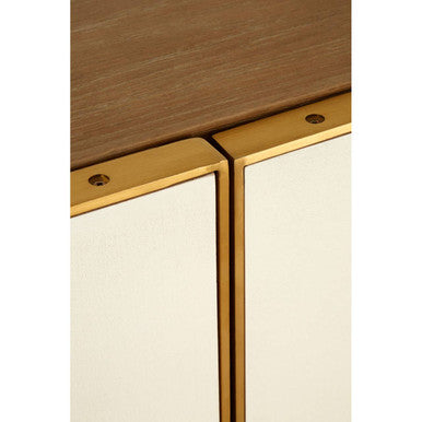 Oak Wood and Brushed Gold Cabinet