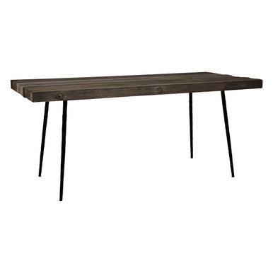 Rustic Oak Rectangular Dining Table with Black Iron Legs