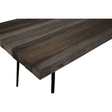 Rustic Oak Rectangular Dining Table with Black Iron Legs