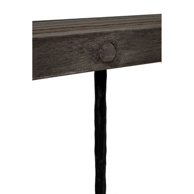 Rustic Oak Rectangular Dining Table with Black Iron Legs