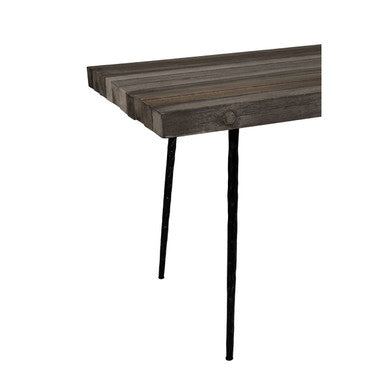 Rustic Oak Rectangular Dining Table with Black Iron Legs