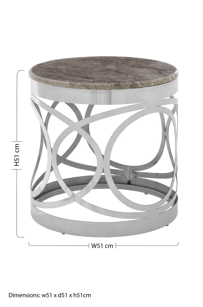 White Marble Side Table with Stainless Steel Base