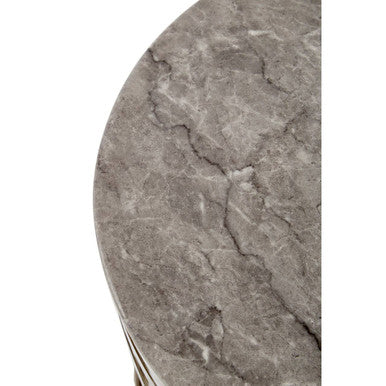 White Marble Side Table with Stainless Steel Base
