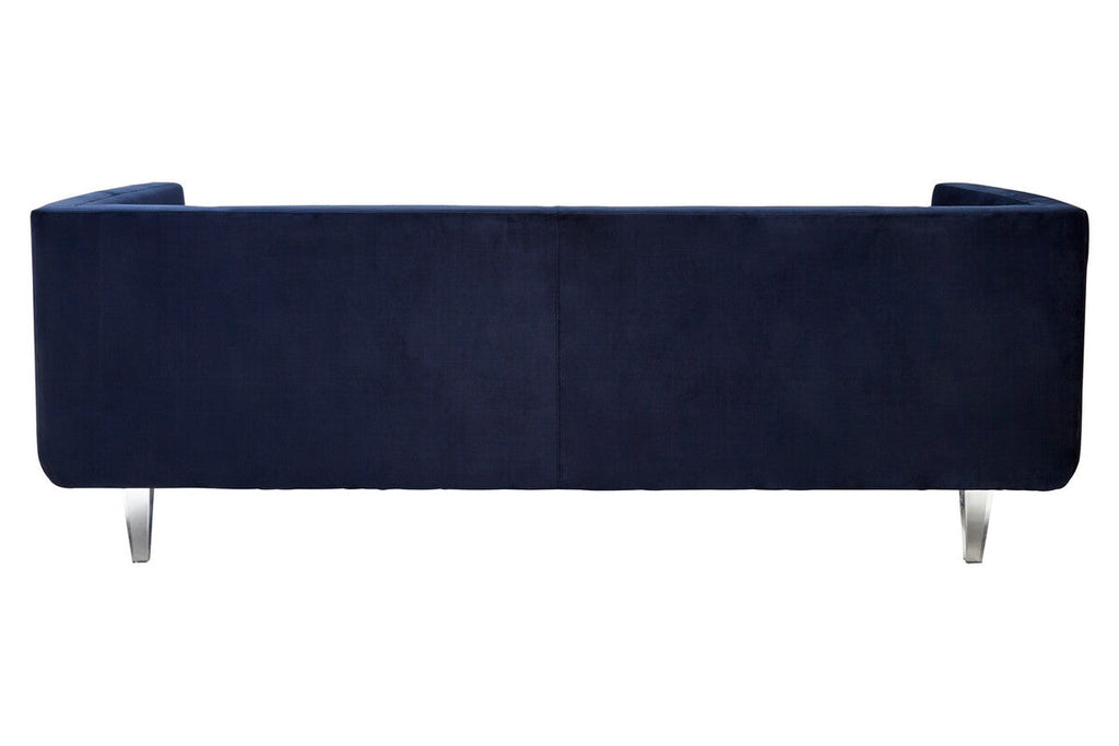 Dark Blue Sofa with Curved Back and Acrylic Legs