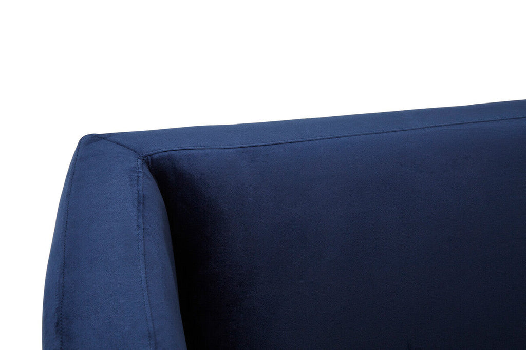 Dark Blue Sofa with Curved Back and Acrylic Legs