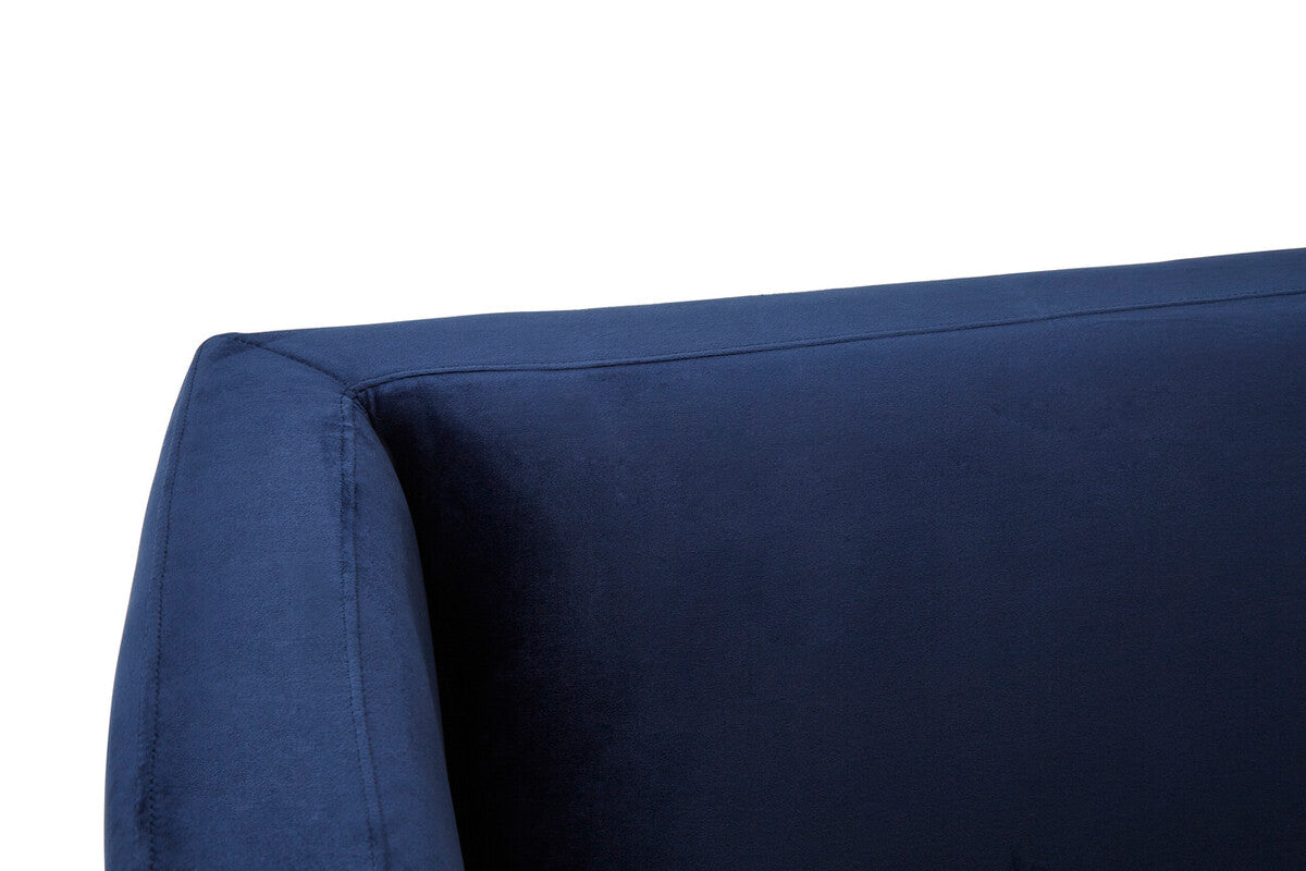 Dark Blue Sofa with Curved Back and Acrylic Legs
