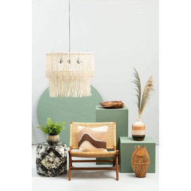 Green and Cream Resin Tile Geometric Side Table with Hexagonal Design