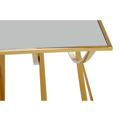 Mirrored Glass Top Coffee Table with Gold Finish Stainless Steel Frame