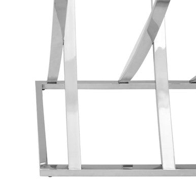 Silver Mirrored Console Table with Chrome Stainless Steel Frame