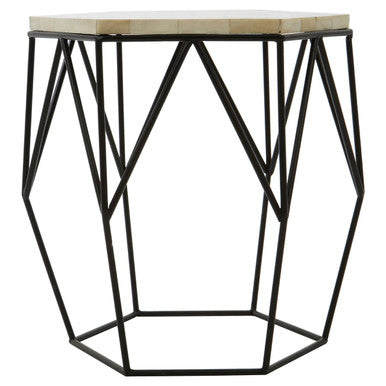 Black and White Hexagon Resin Side Table