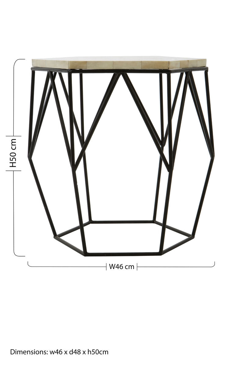 Black and White Hexagon Resin Side Table