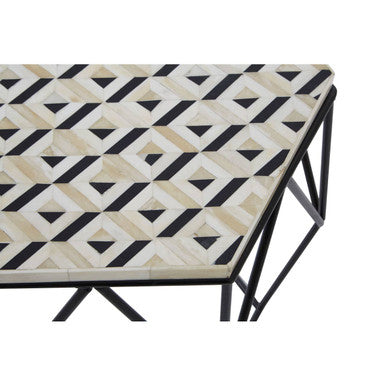 Black and White Hexagon Resin Side Table