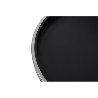 Black and Silver Set of 2 Side Tables with Raised Rim Tops