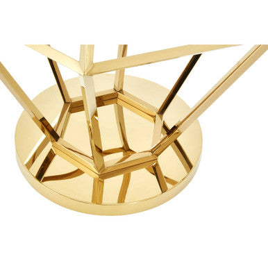 Gold Diamond Frame End Table with Tempered Glass Top