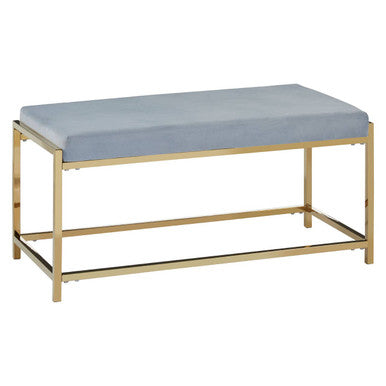 Powder Blue and Gold Velvet Bench