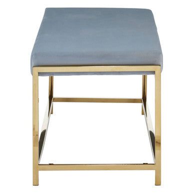 Powder Blue and Gold Velvet Bench