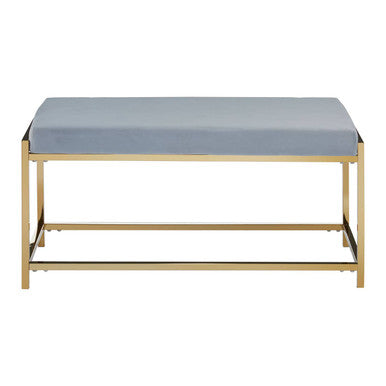 Powder Blue and Gold Velvet Bench