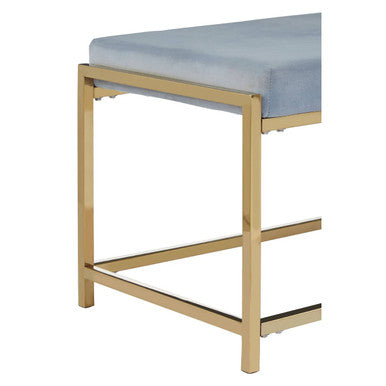 Powder Blue and Gold Velvet Bench