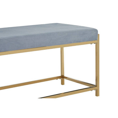 Powder Blue and Gold Velvet Bench