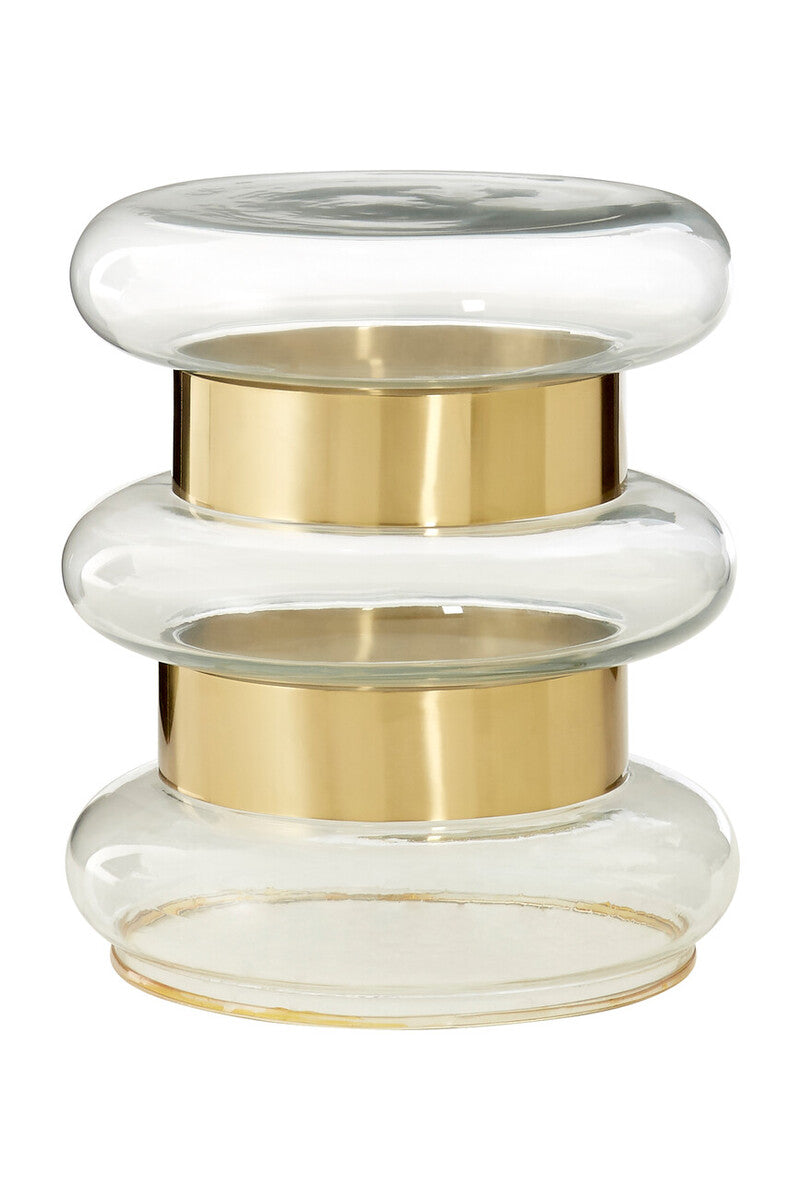 Gold Finish Side Table with Clear Glass Circular Top