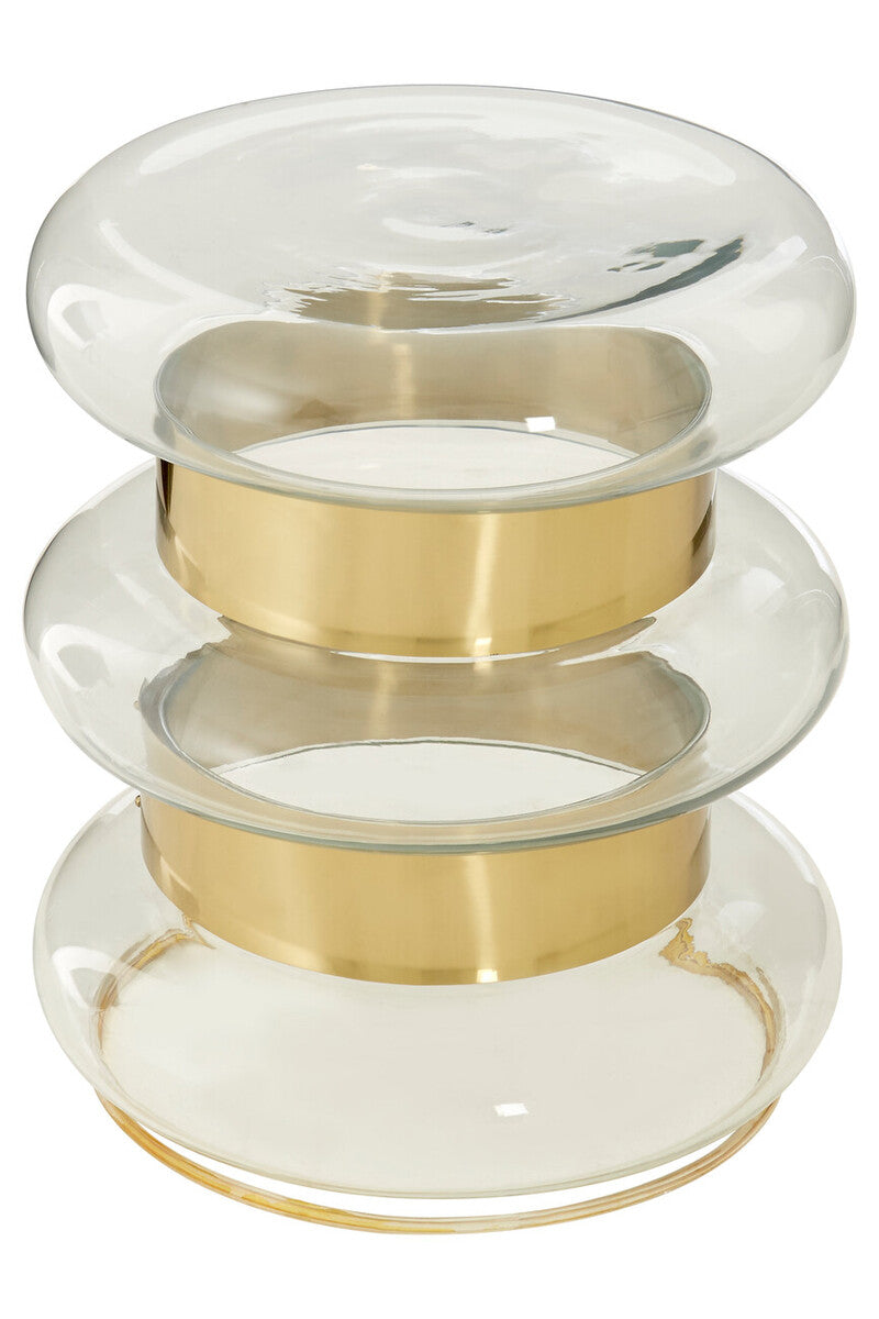 Gold Finish Side Table with Clear Glass Circular Top