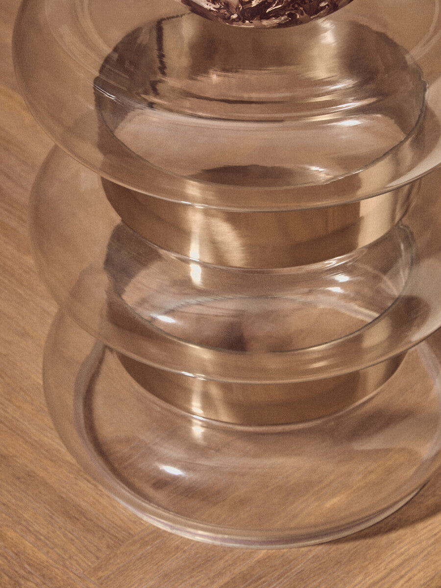 Gold Finish Side Table with Clear Glass Circular Top
